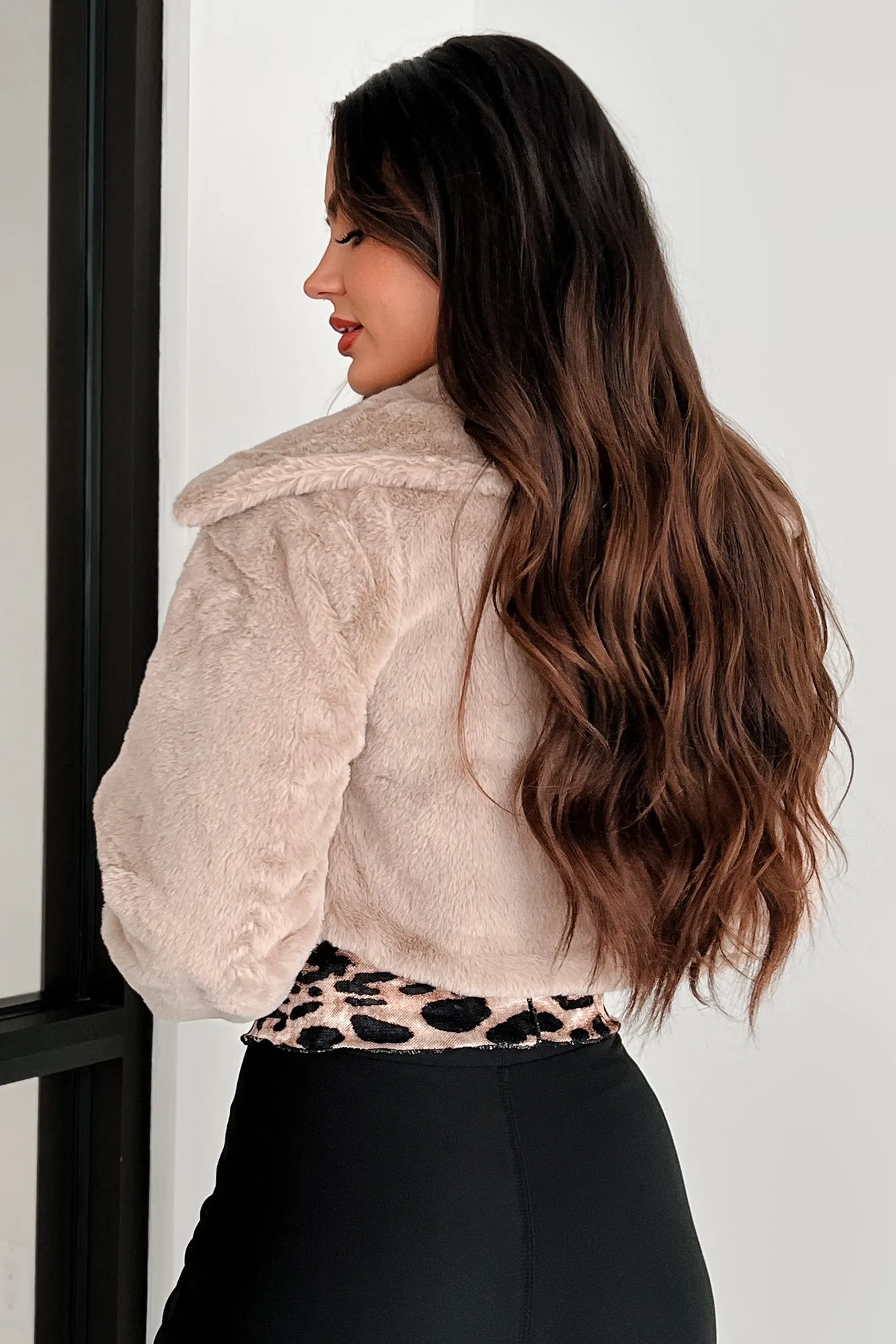 Above The Competition Faux Fur Jacket (Taupe)