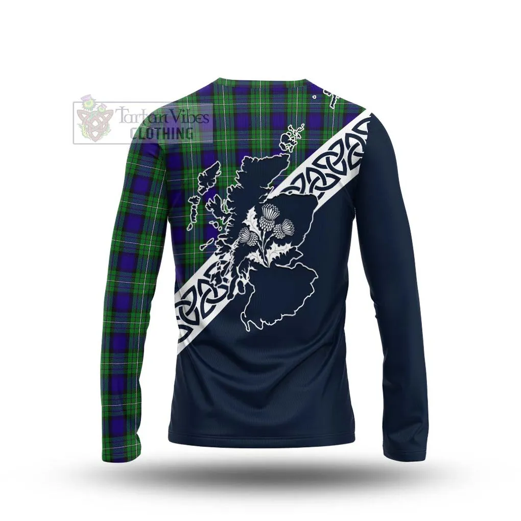 Alexander Tartan Long Sleeve T-Shirt Featuring Thistle and Scotland Map