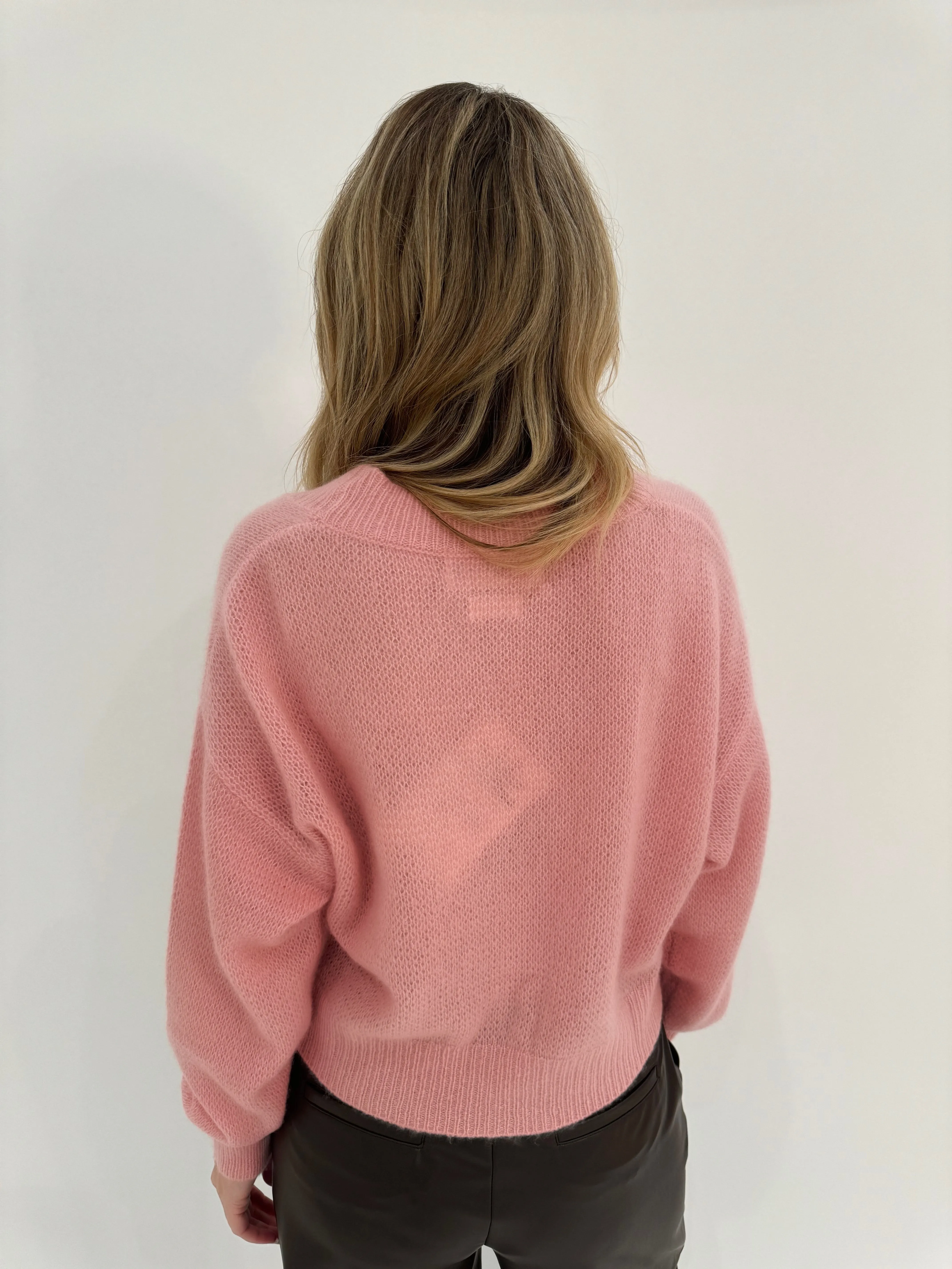 Amara Lolas Cropped Bomber Cardigan - Tea Rose