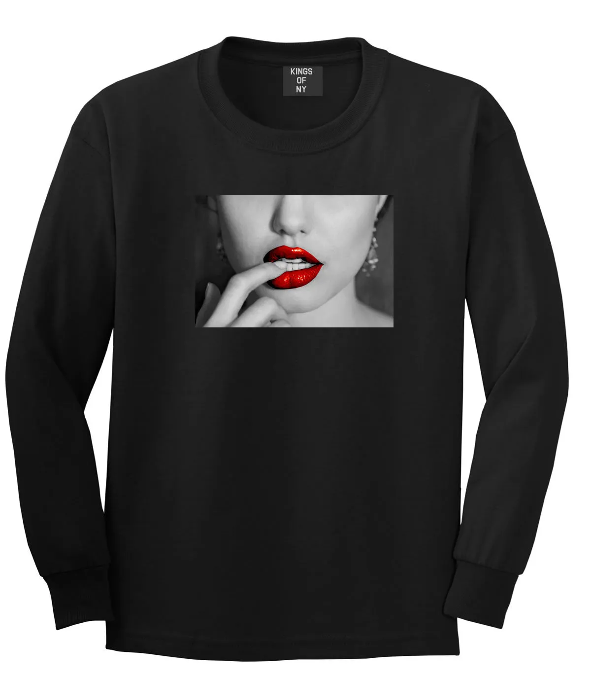 Angelina Red Lips Sexy Long Sleeve Boys Kids T-Shirt