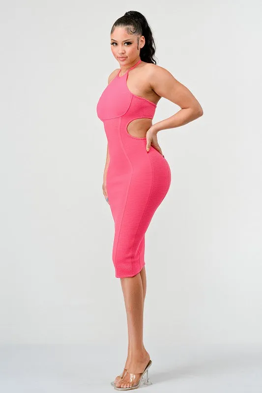 Athina HALTER HOLLOW OUT BODYCON BANDAGE DRESS