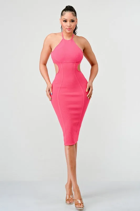 Athina HALTER HOLLOW OUT BODYCON BANDAGE DRESS