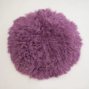 Babymoon 30CM | Round Wool Flokati Fur Blanket | Photoshoot Props | Dark Purple