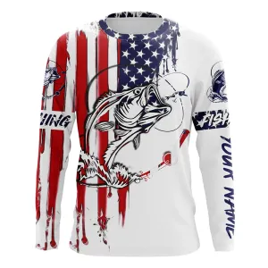 Bass Fishing With America Flag Fishing 3D Long Sleeve Shirt Gift For Fisherman, Gift for Fishing Men Dad