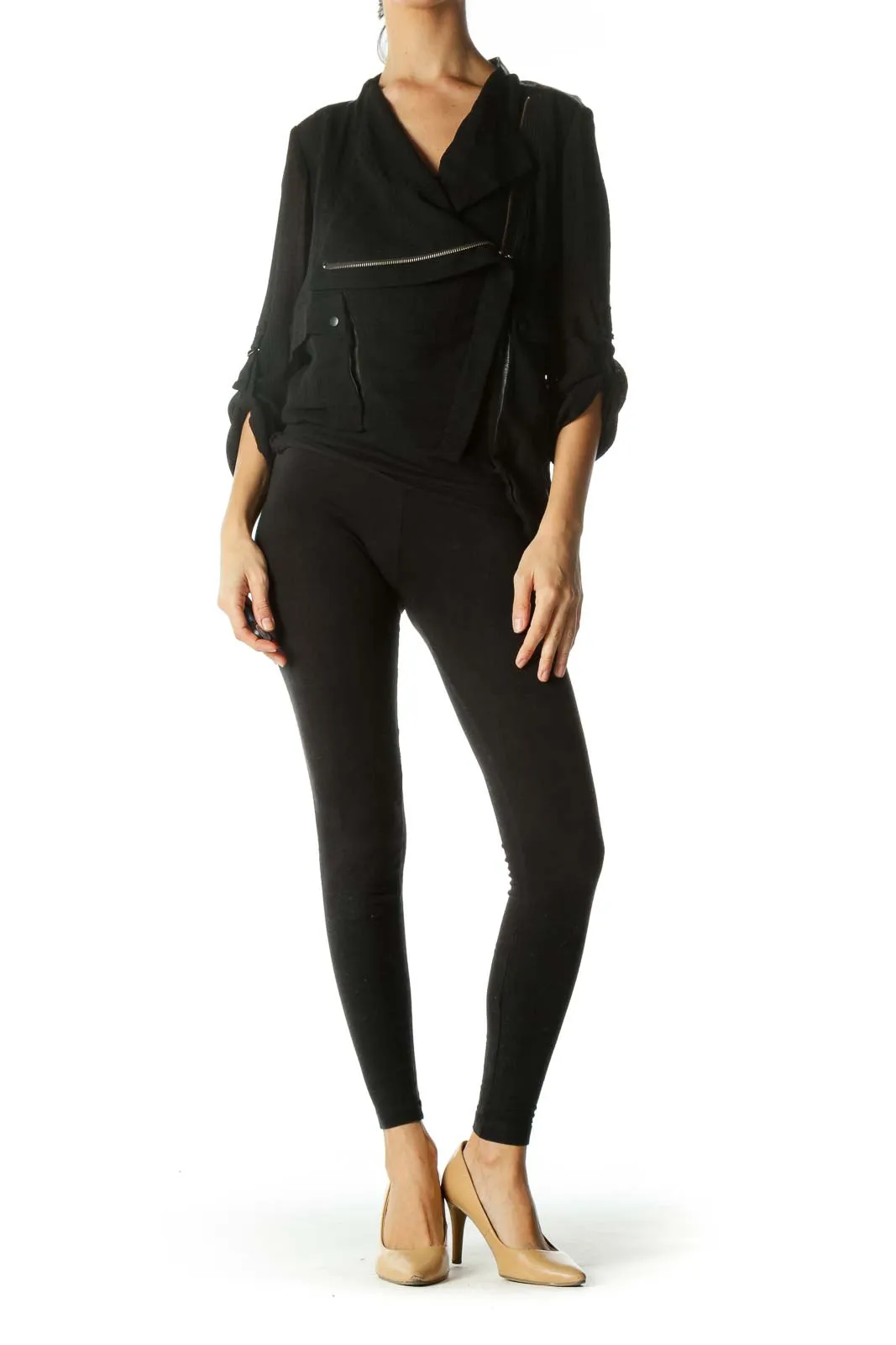 Black Asymmetric Zippered Jacket