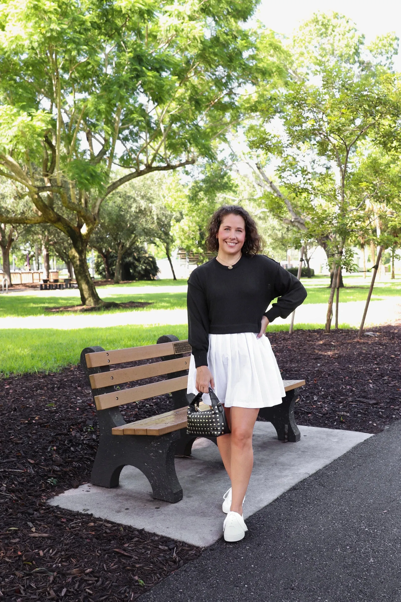 Black Knit Woven Combo Mini Dress