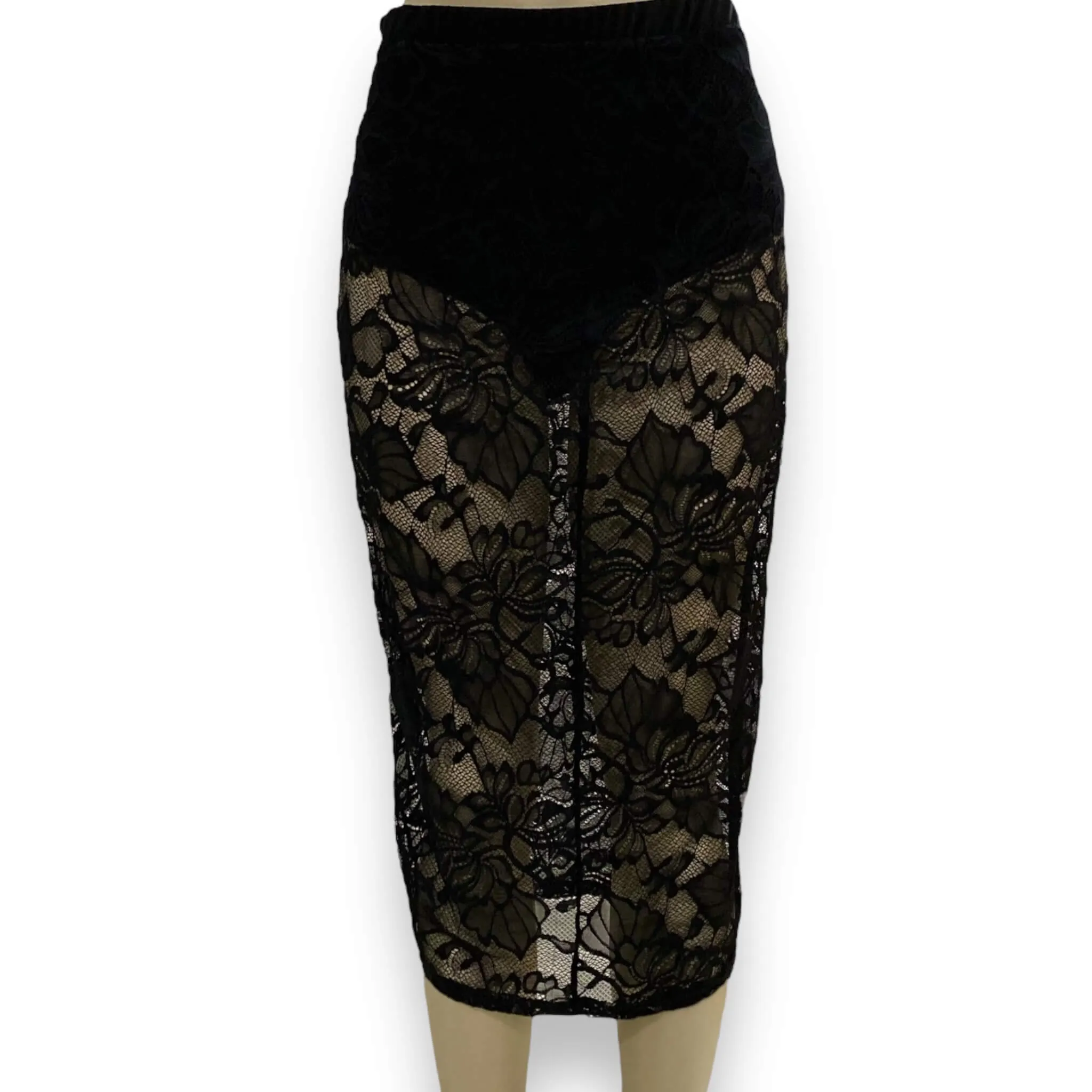 Black Lace Panty Midi Skirt