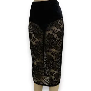 Black Lace Panty Midi Skirt