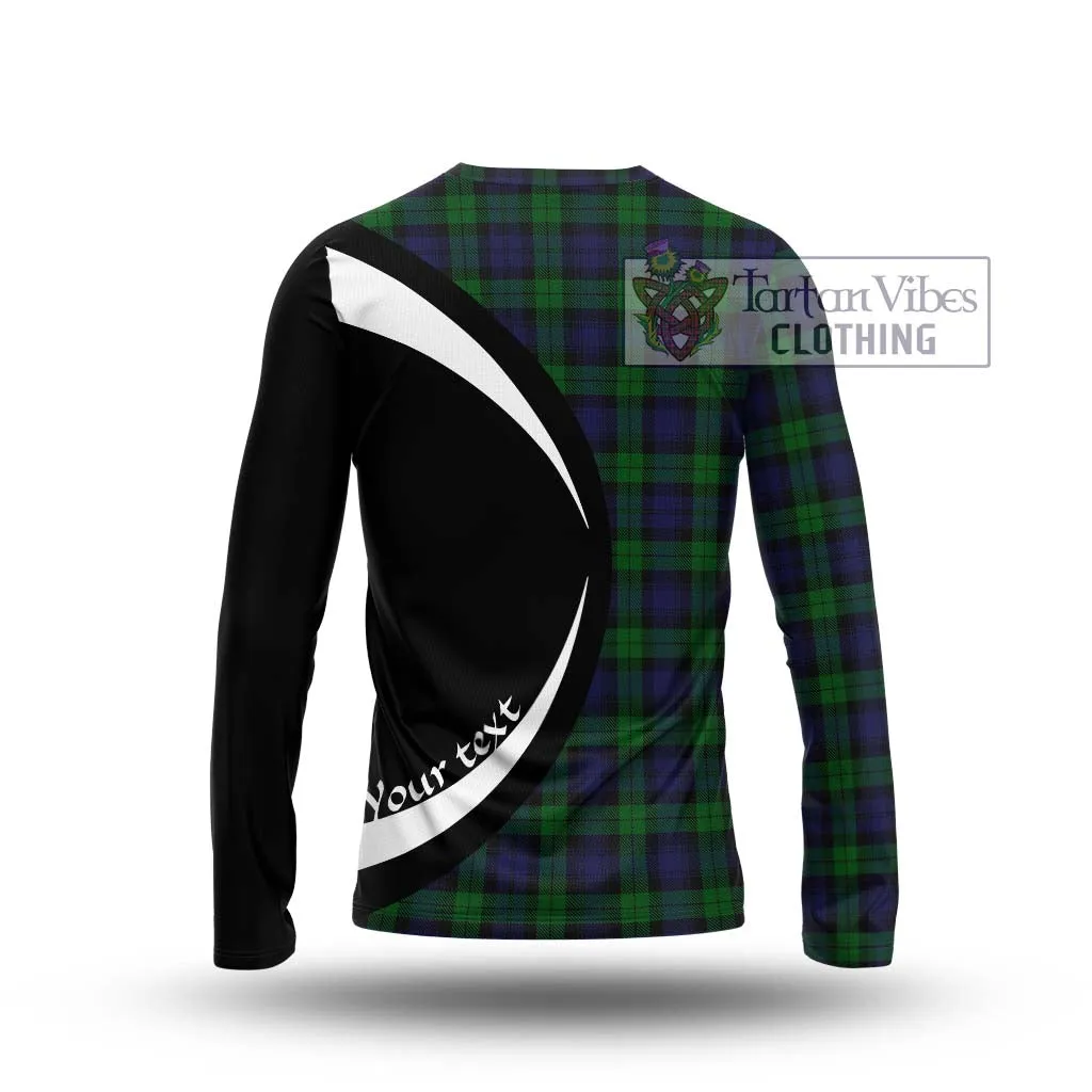 Black Watch Tartan Long Sleeve T-Shirt with Family Crest Circle Style