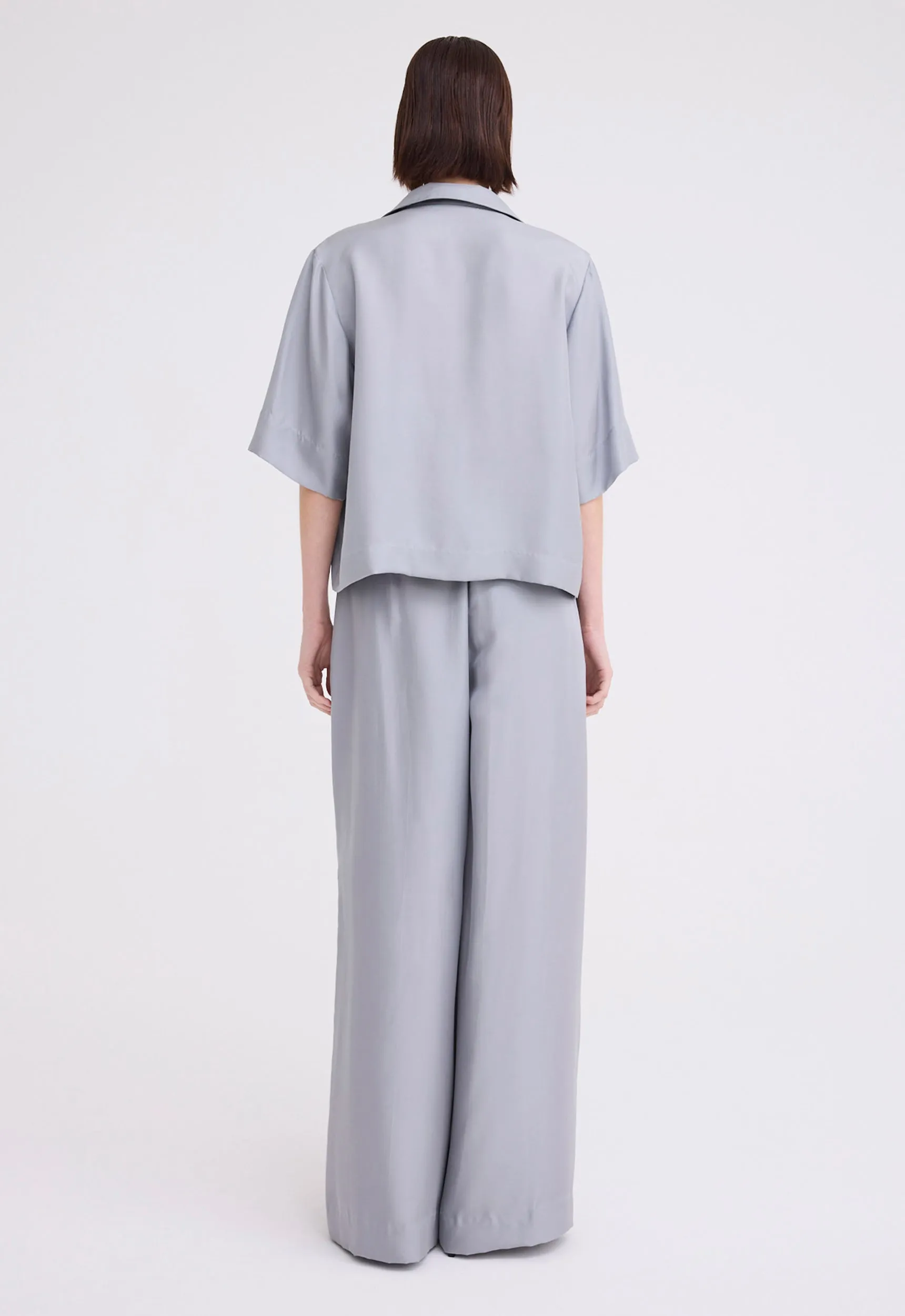 Blume Silk Twill Top - Oxide Grey