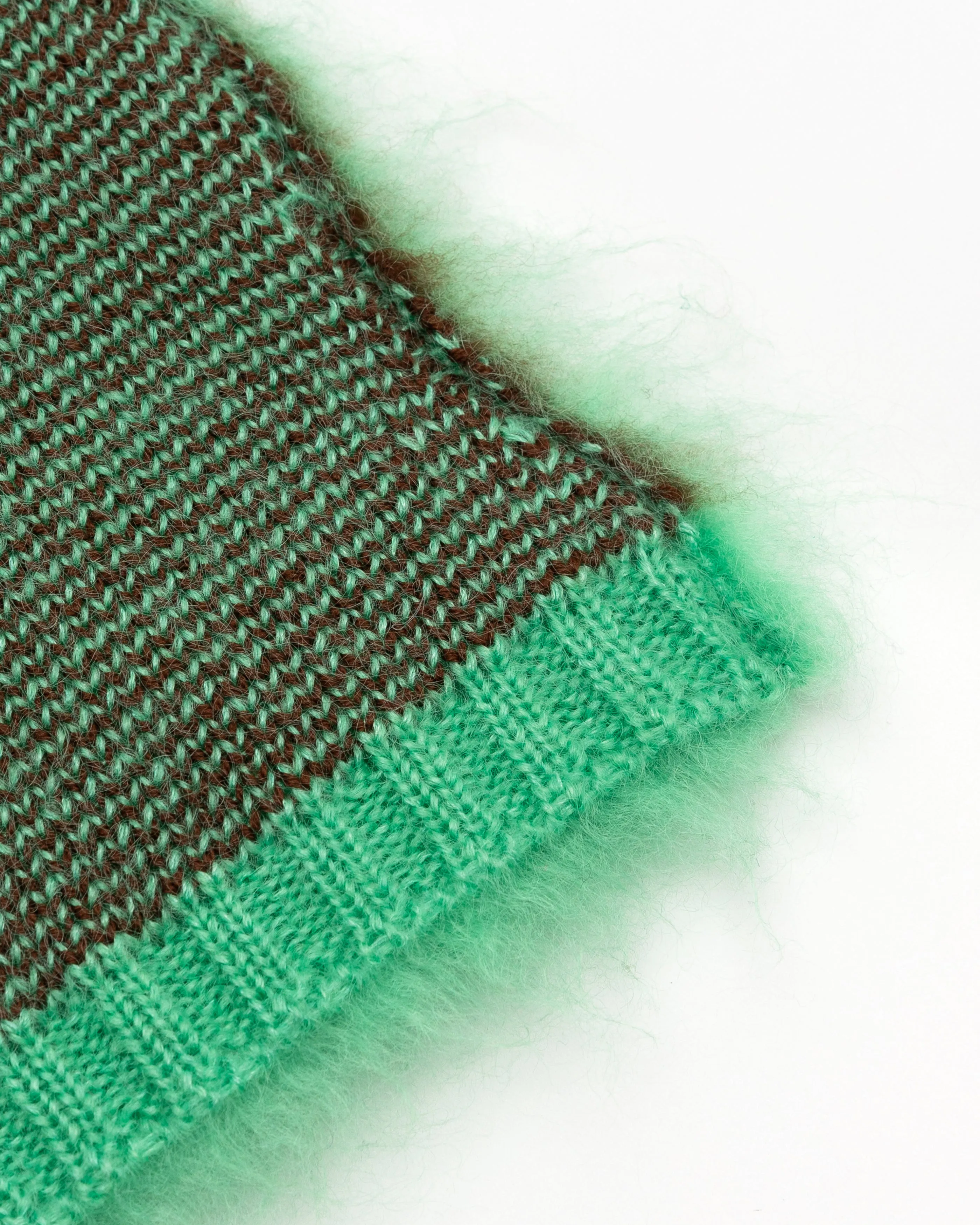 Brushed Mohair Mask in Brown and Mint