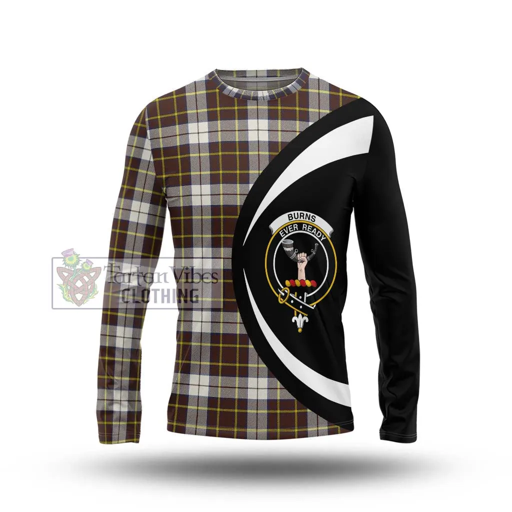 Burns Battalion Weathered Tartan Long Sleeve T-Shirt with Family Crest Circle Style