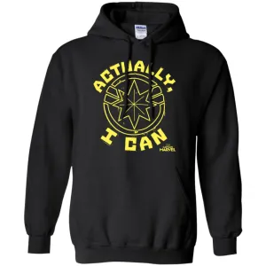 Captain Marvel Actually I Can Yellow Logo Pullover Hoodie Sweatshirt