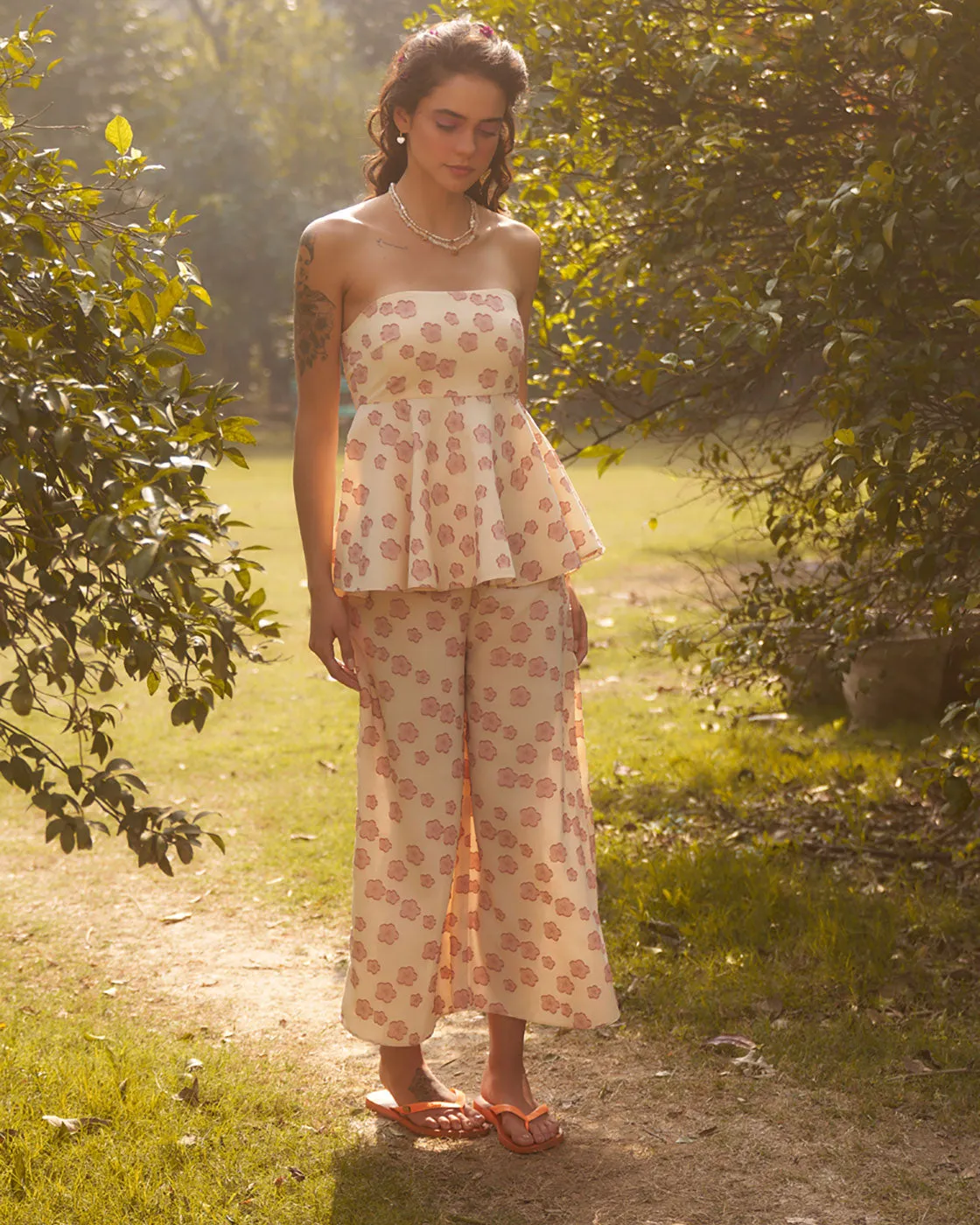 Cherry Blossom Top With Pant Co Ord Set