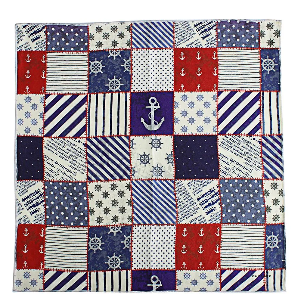 Chokore Blue & Red Pocket Square Marine Line