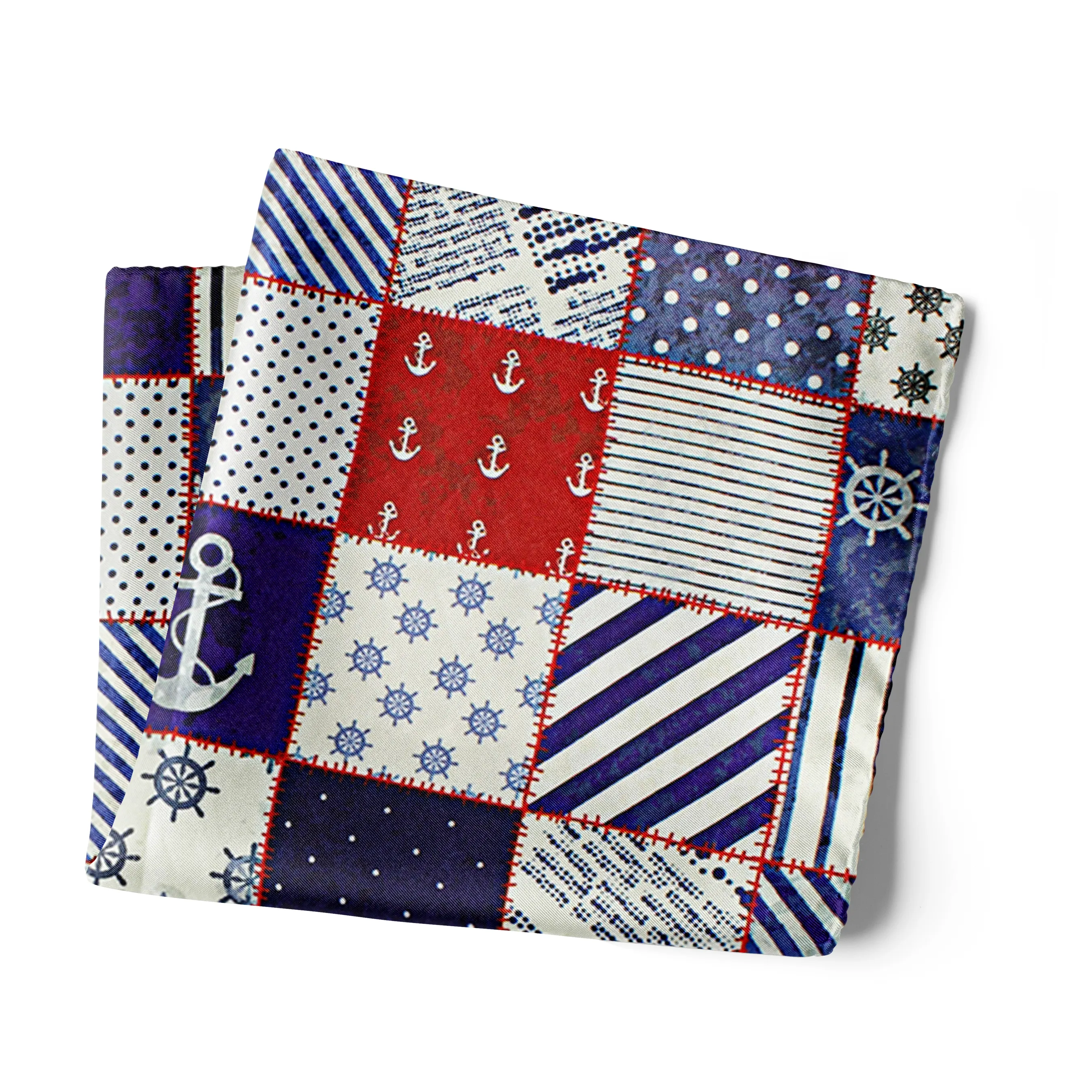 Chokore Blue & Red Pocket Square Marine Line