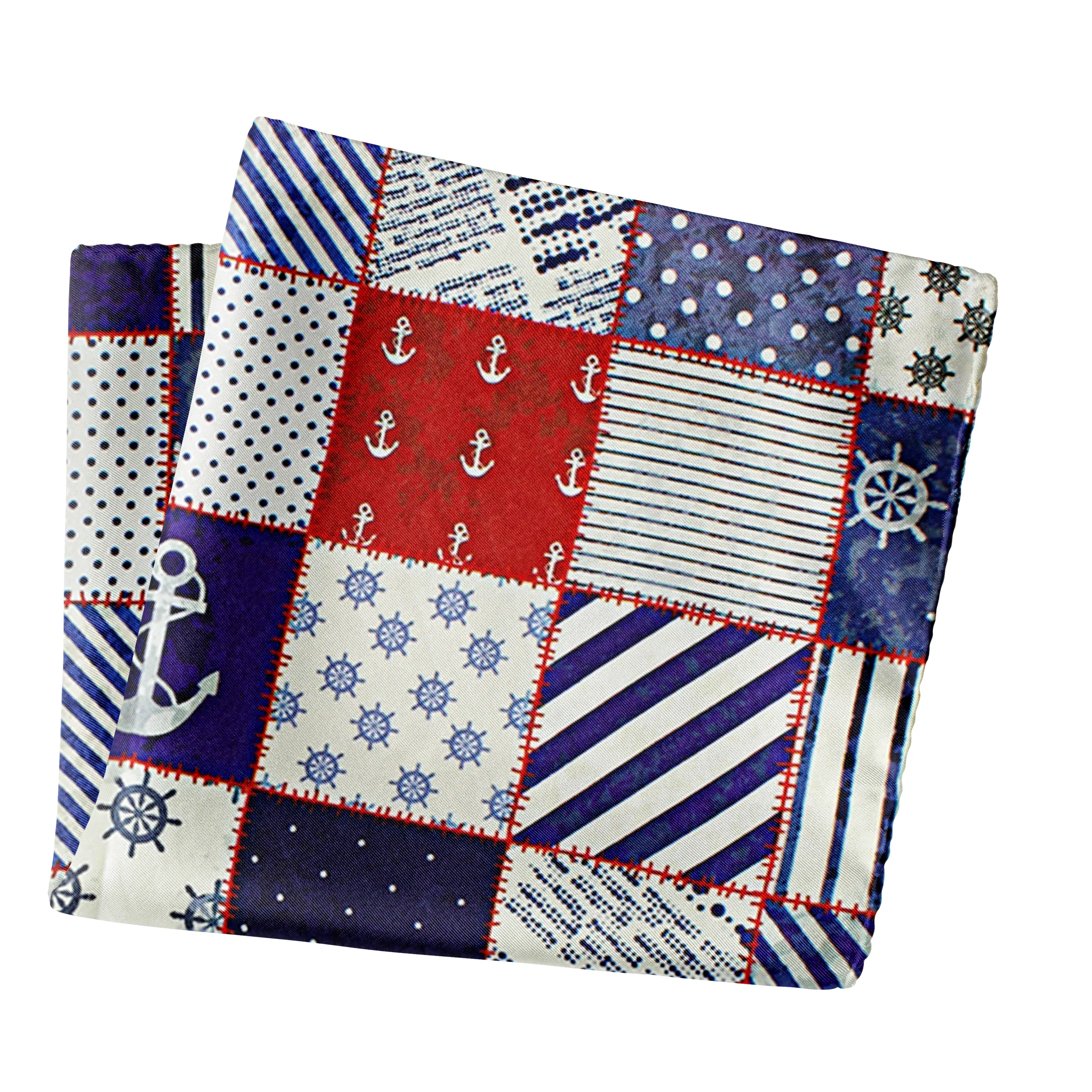 Chokore Blue & Red Pocket Square Marine Line