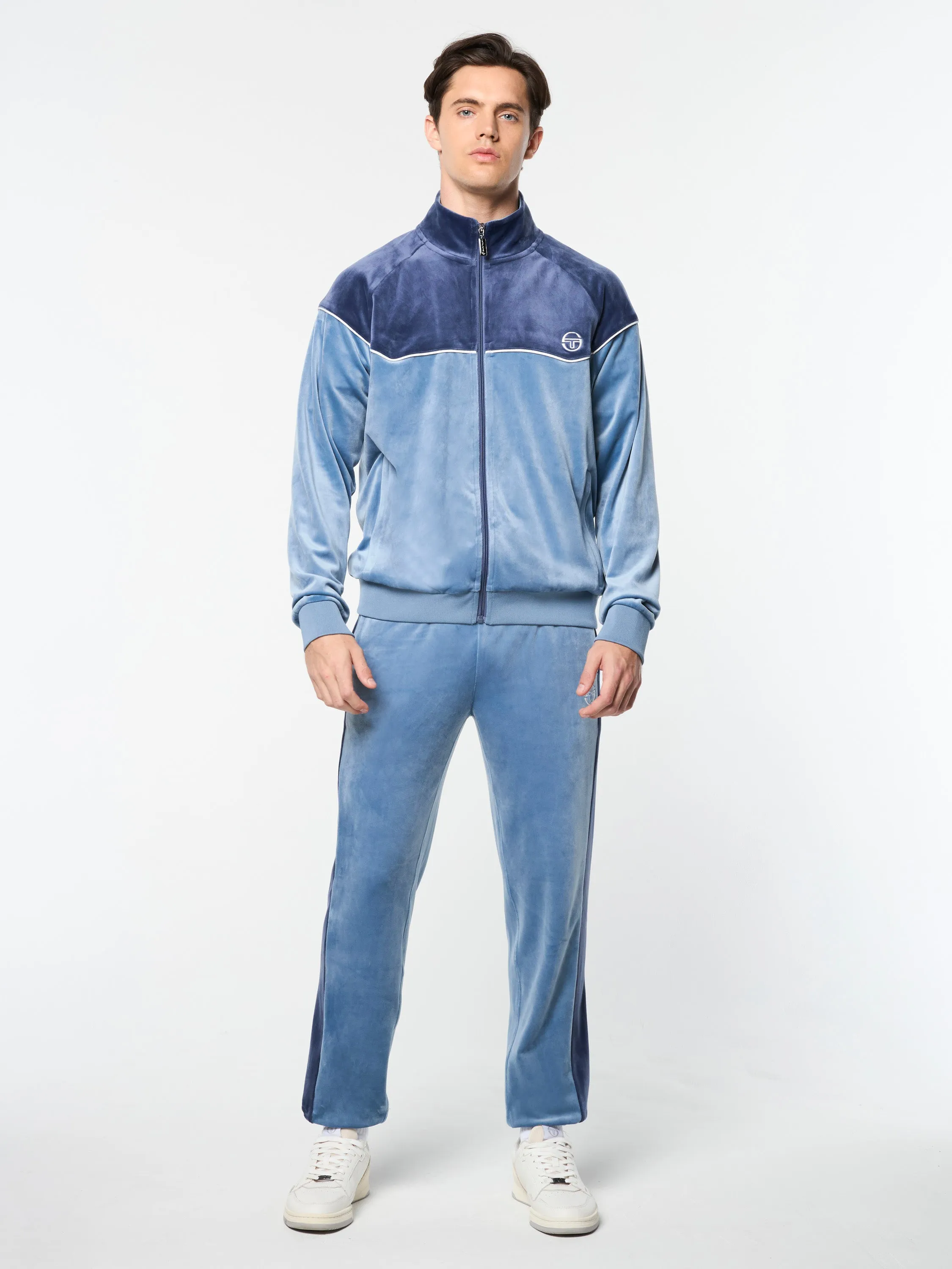 Cielo Velour Track Jacket- Faded Denim