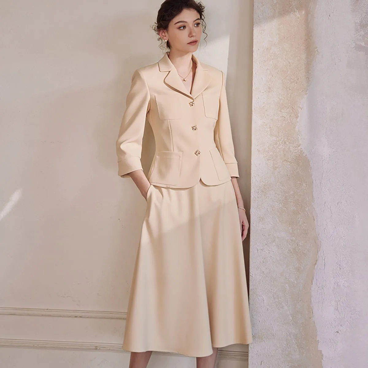 Classic Skirt Suit in Yellow