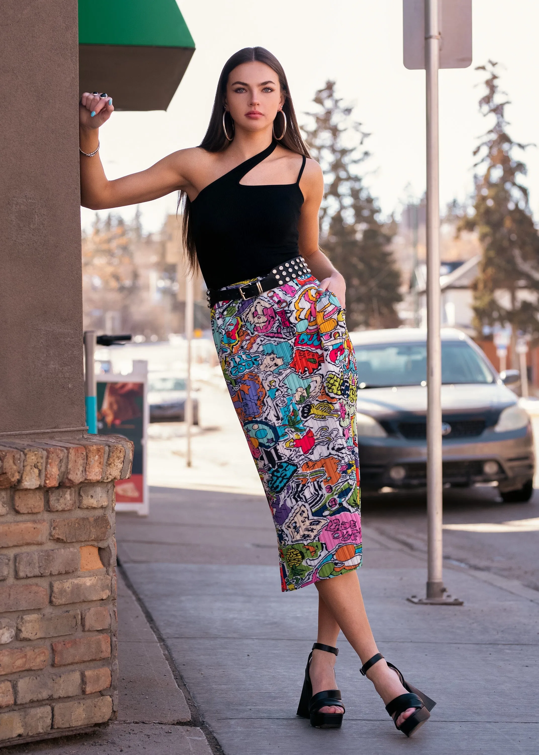 Comic Midi Skirt