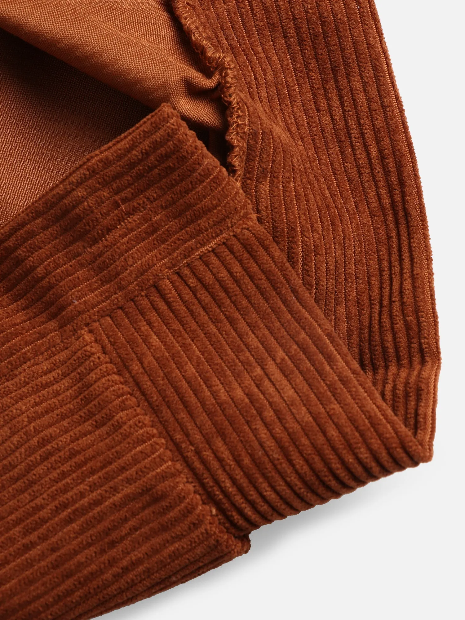 Cropped Corduroy Lantern Sleeve Jacket