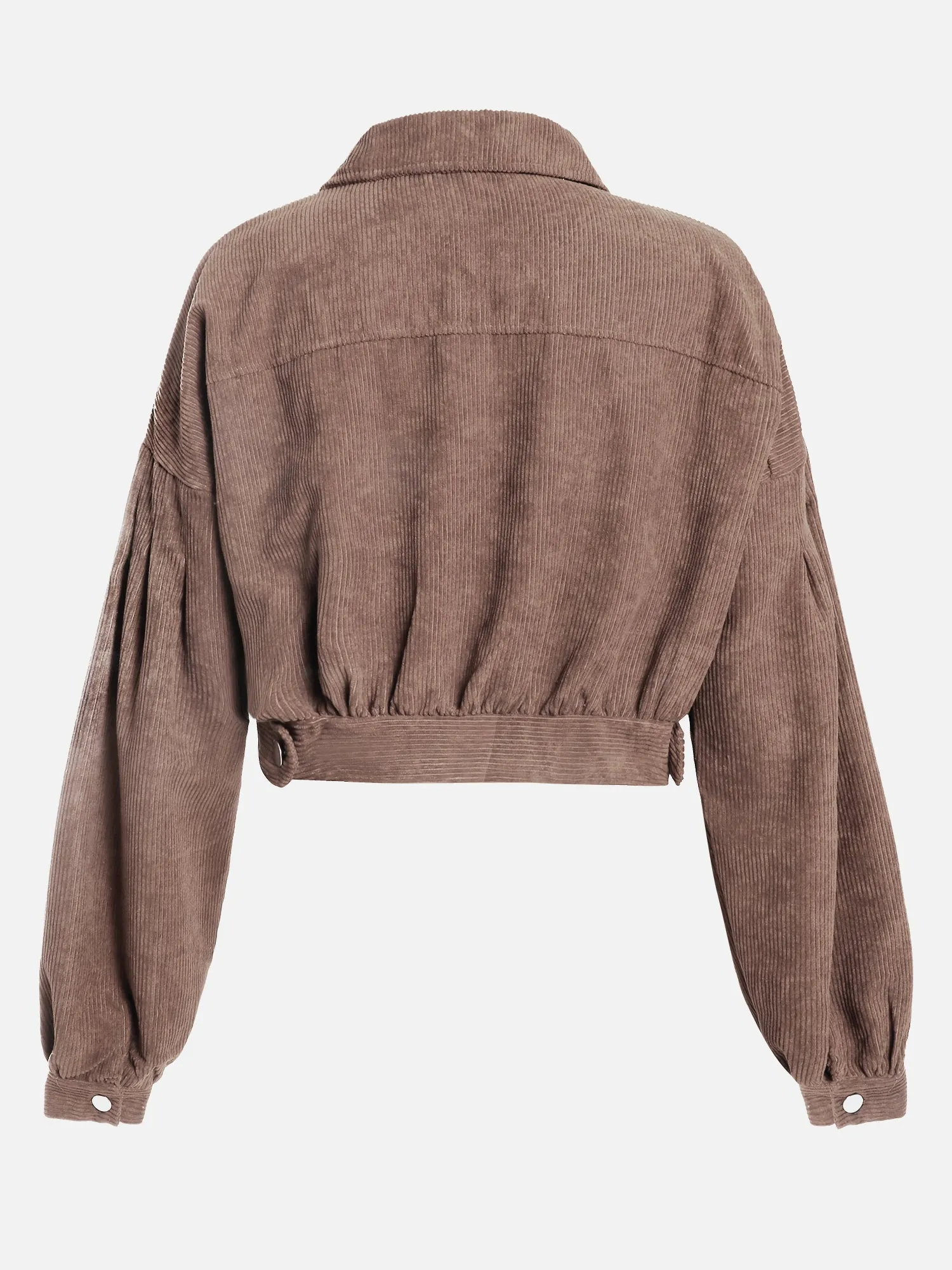 Cropped Corduroy Lantern Sleeve Jacket