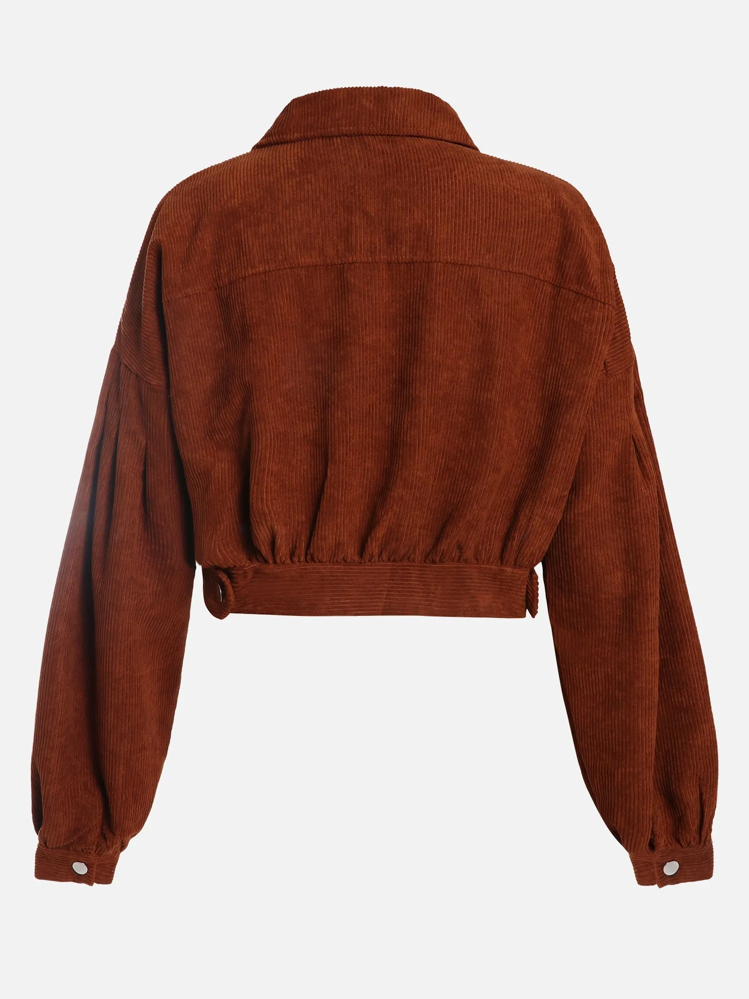 Cropped Corduroy Lantern Sleeve Jacket