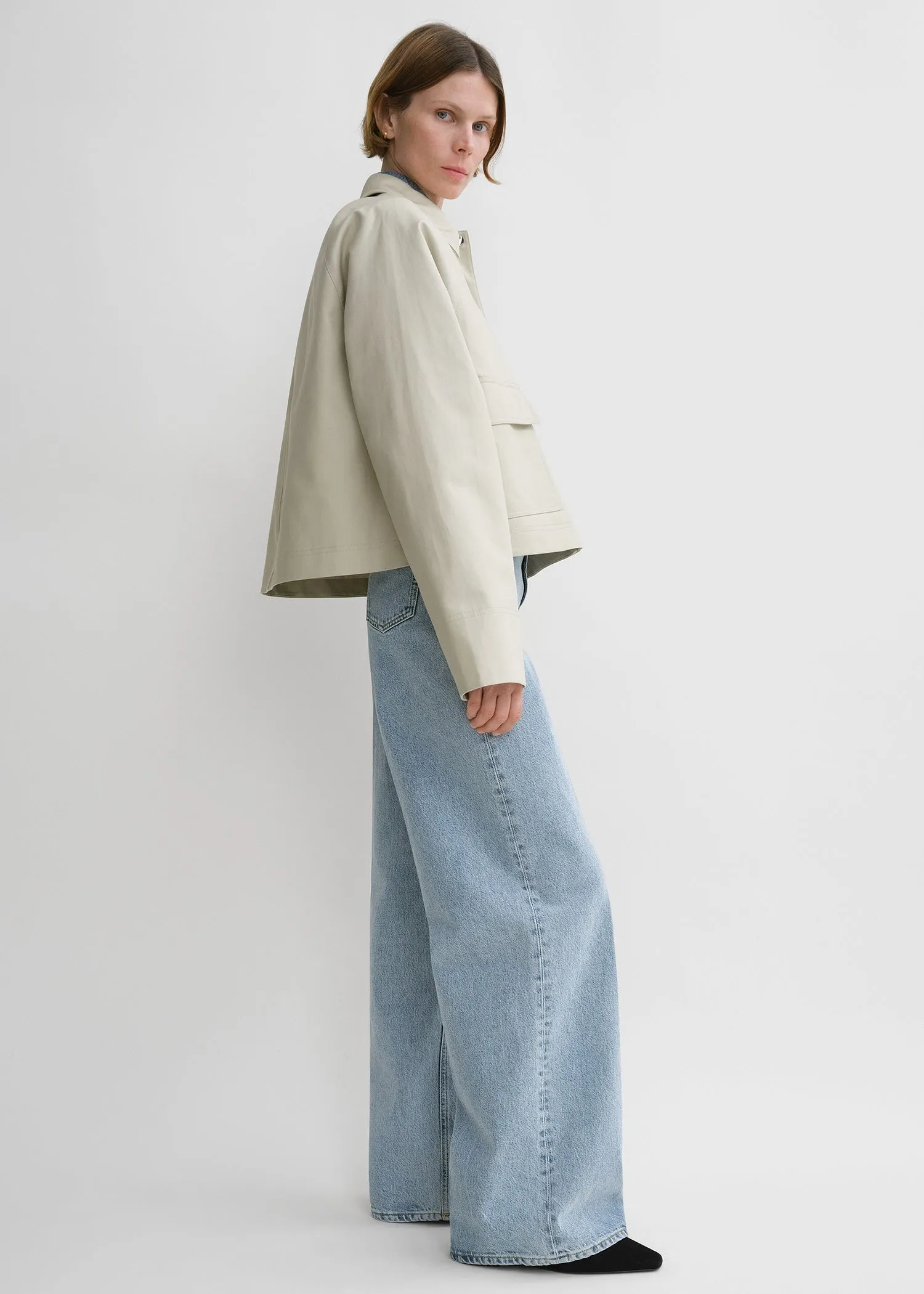 Cropped cotton jacket sand