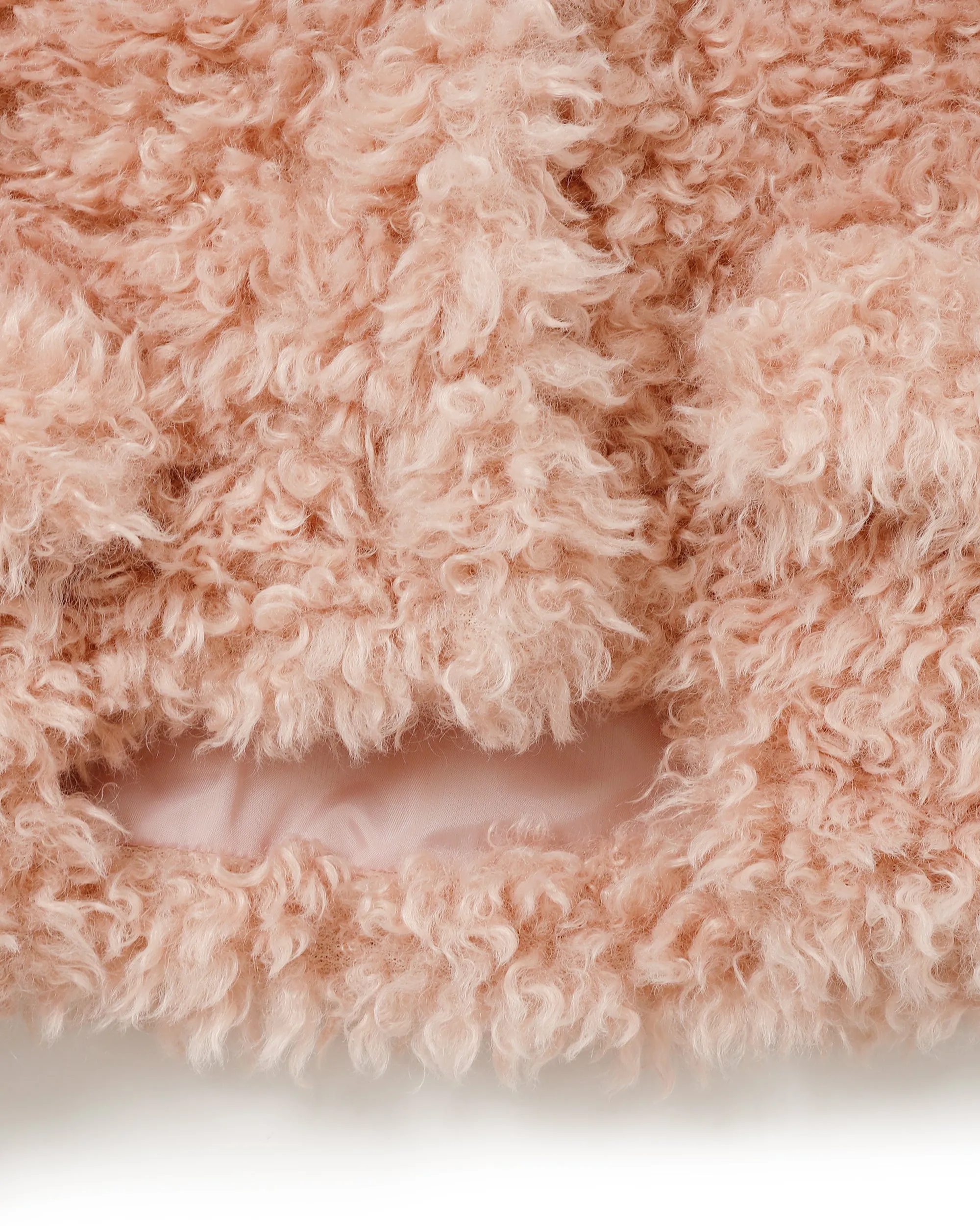 Cropped fur jacket (beige / pink)