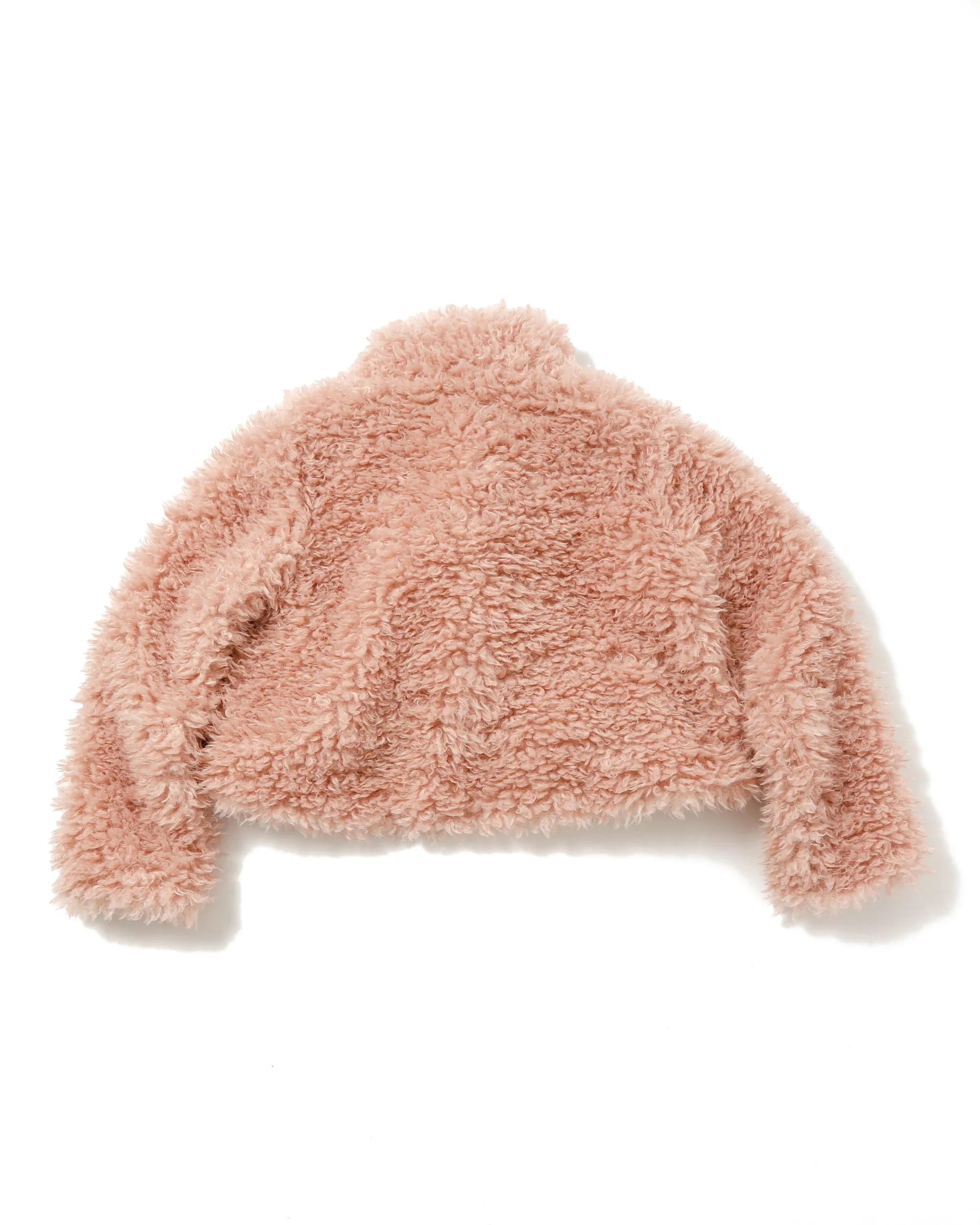 Cropped fur jacket (beige / pink)