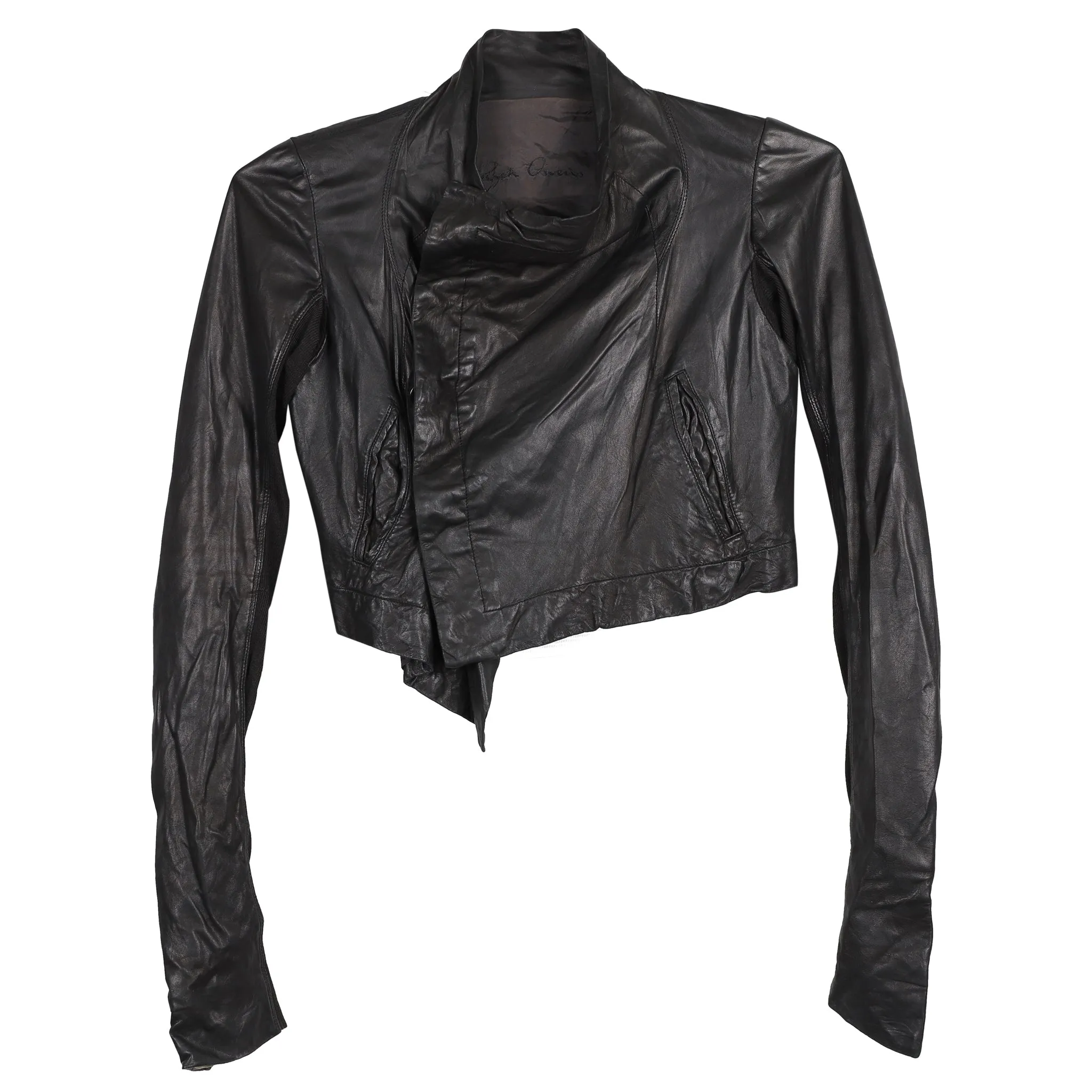 CROPPED LEATHER JACKET / BLACK