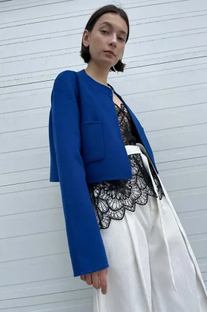 Cropped Open Front Jacket in Royal