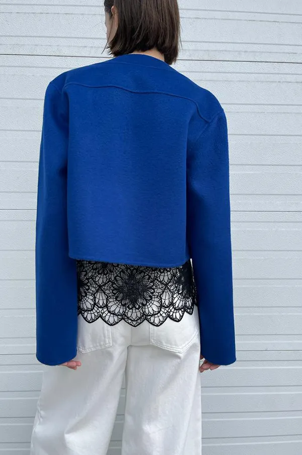 Cropped Open Front Jacket in Royal