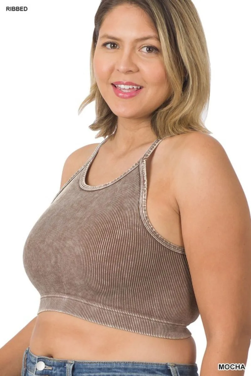 Curvy Mocha Ribbed Seamless Cami Top