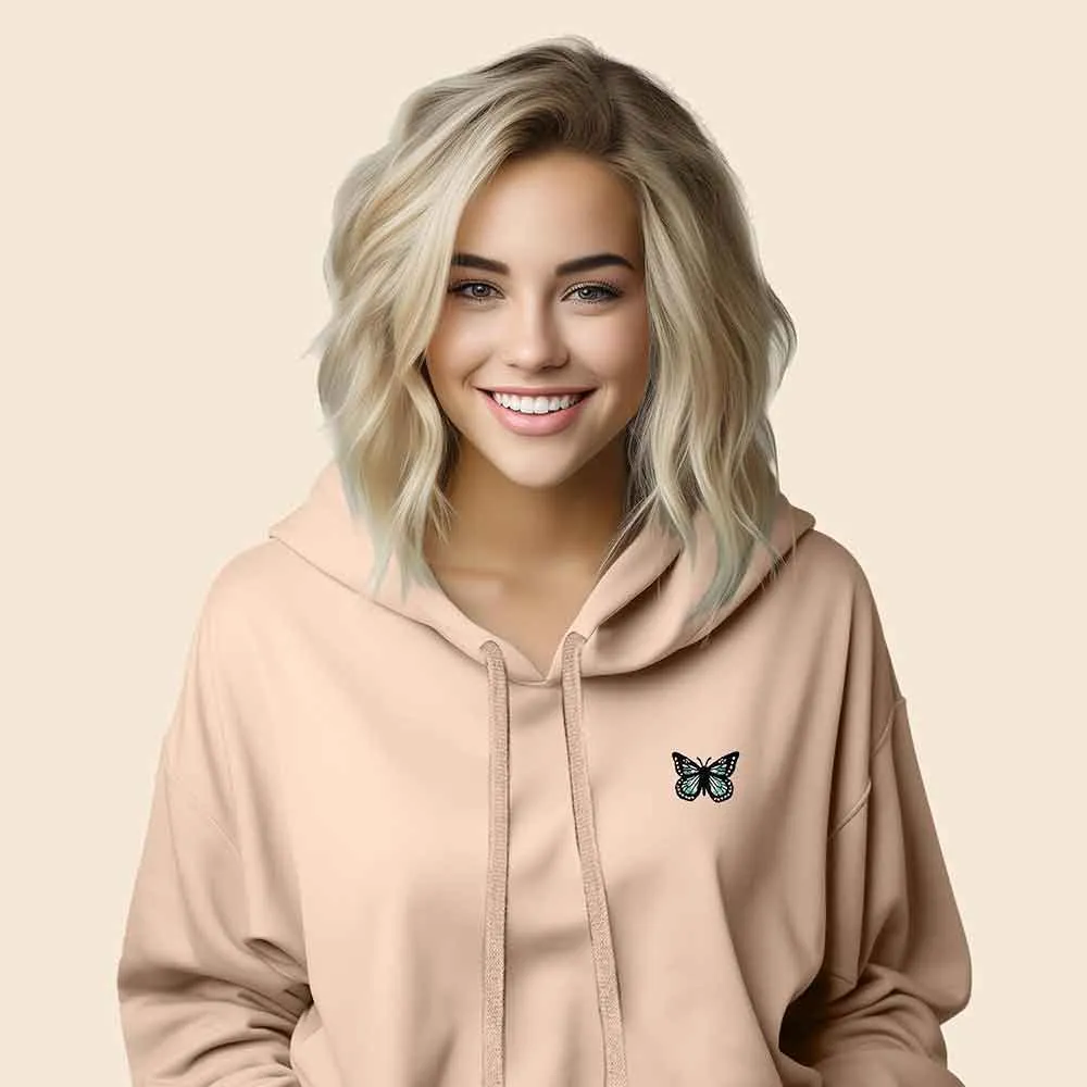 Dalix Butterfly Cropped Zip Hoodie