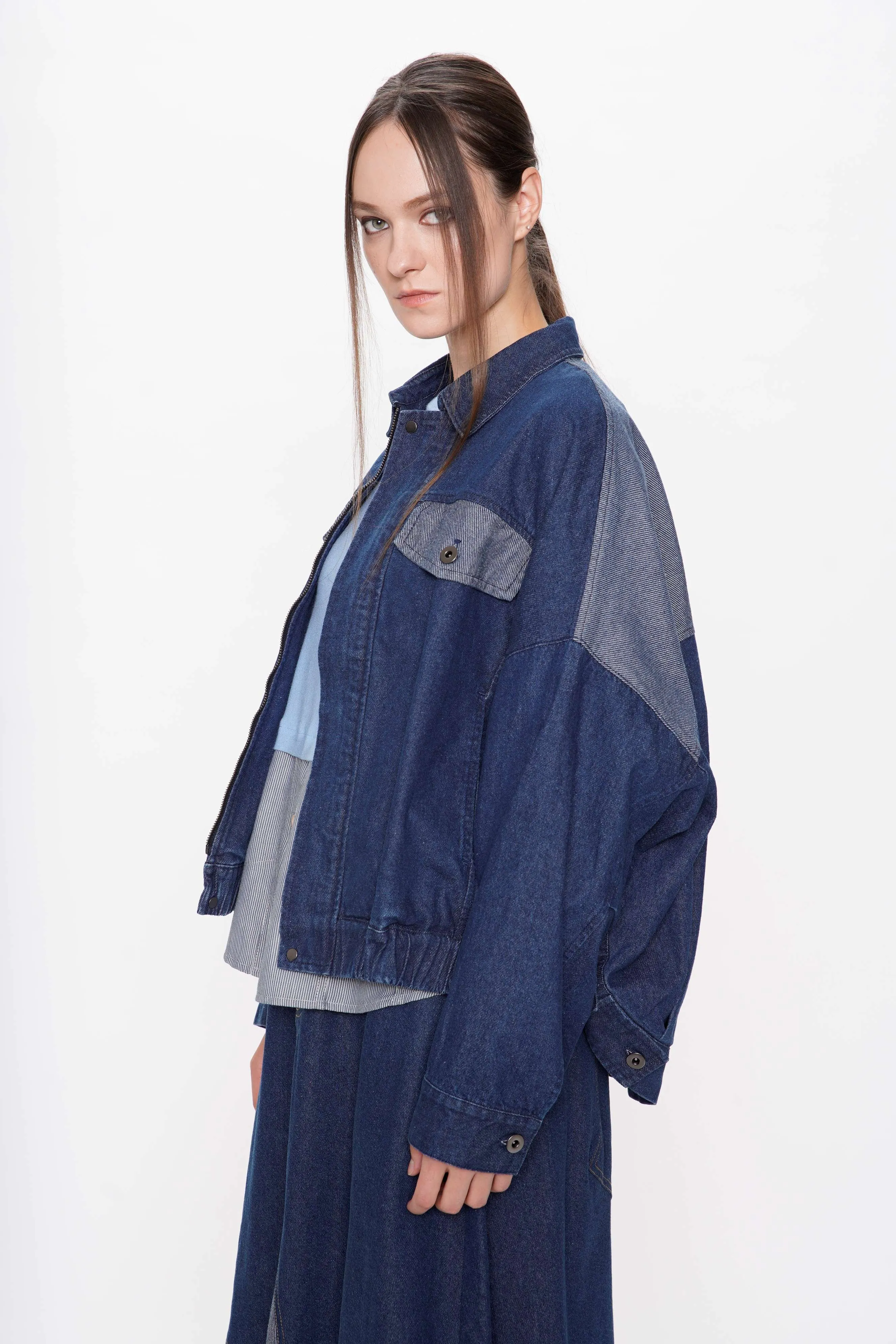 Denim Big Sleeve Crop Jacket