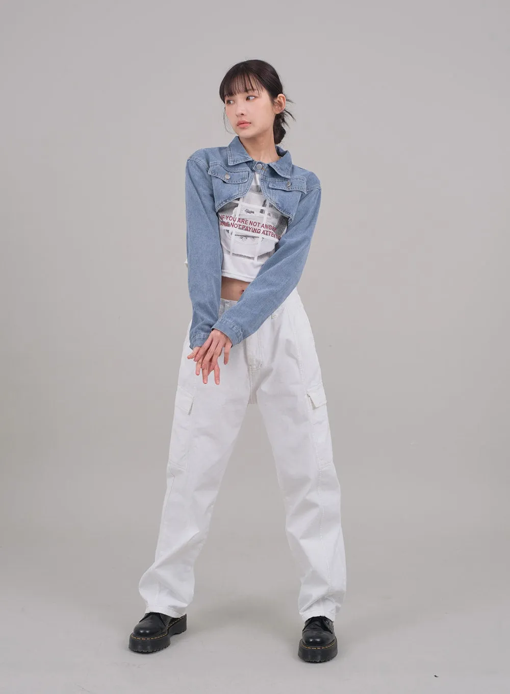 Denim Cropped Bolero Jacket C2701