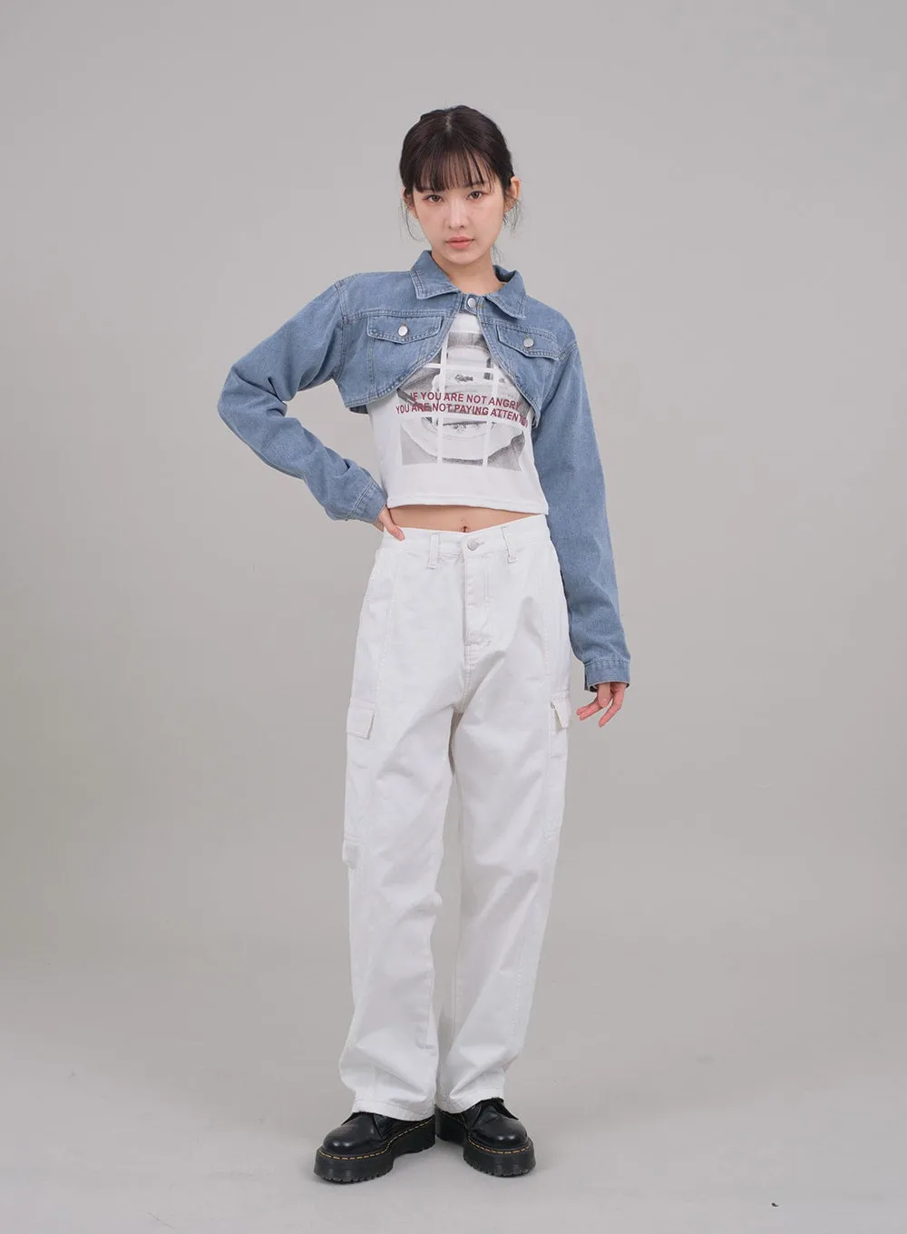 Denim Cropped Bolero Jacket C2701