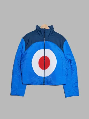 Dexter Wong 1990s blue nylon high neck bomber jacket with target motif - M S