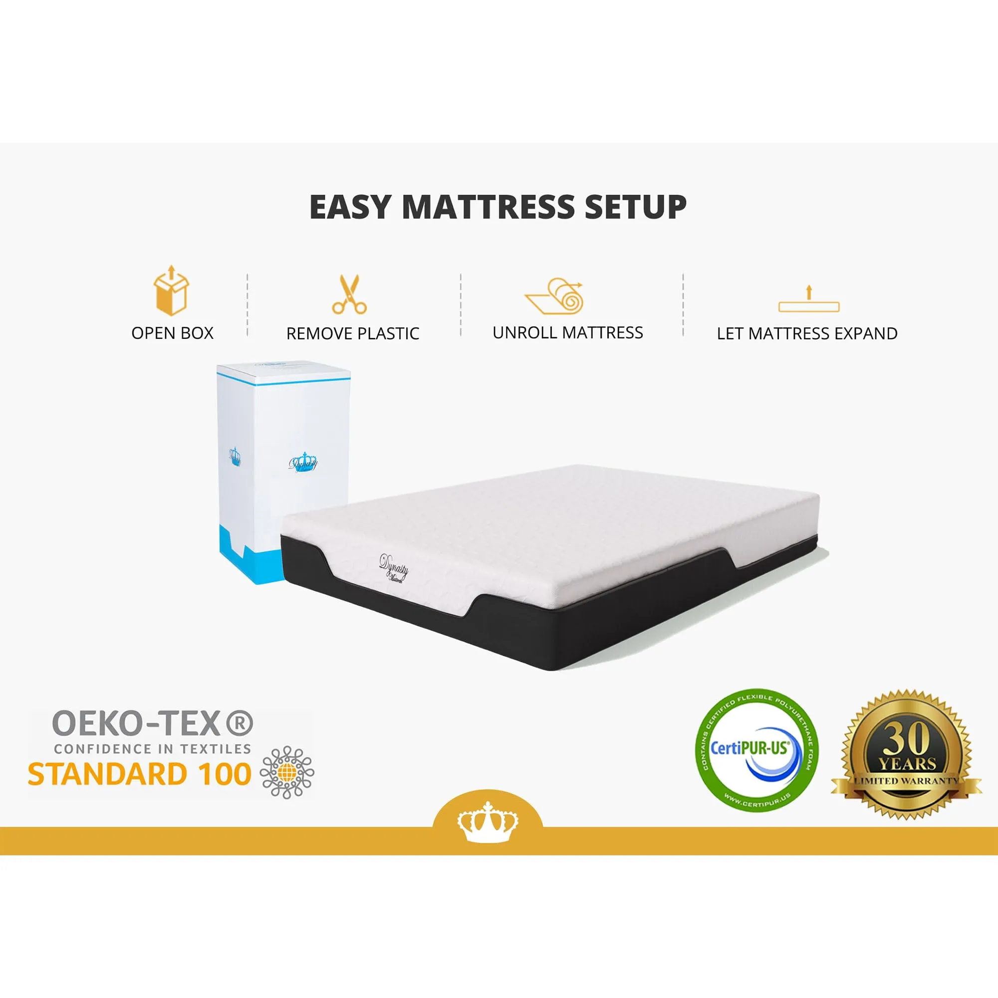 DynastyMattress King Mattress CoolBreeze 12 Inch Essential Gel Infused Memory Foam Bed Medium Firm King Size 76x80 (USA Made)