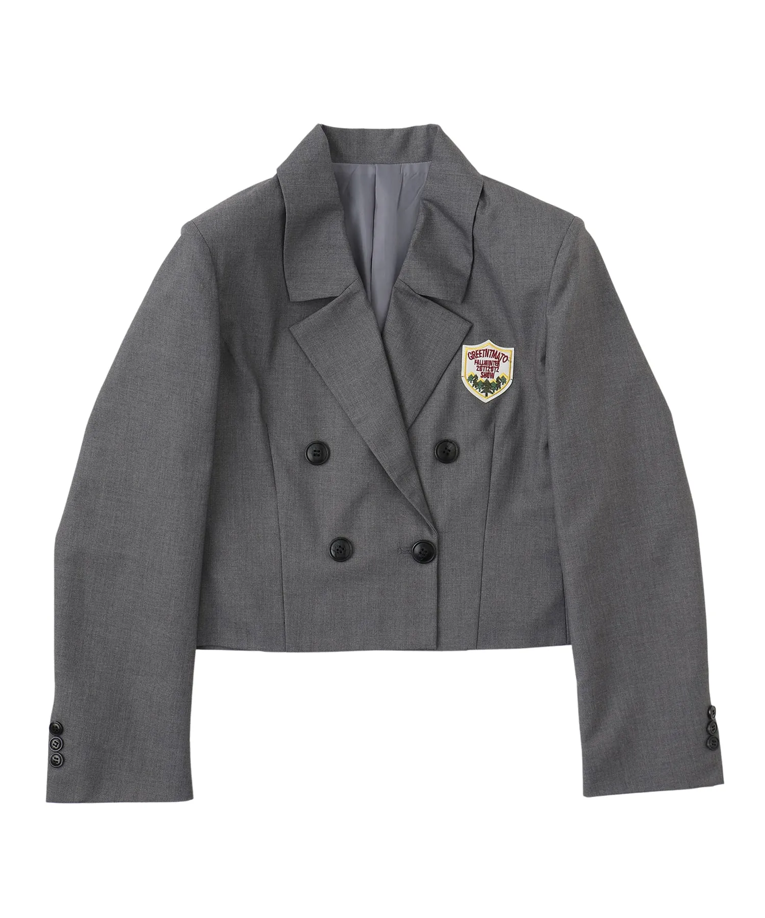 Emblem cropped double jacket