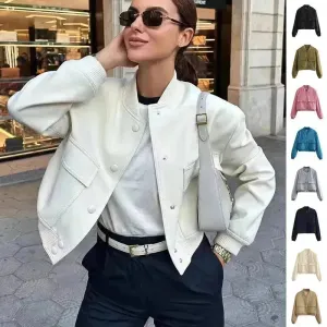 Fall Single Breasted  Cashmere Cropped Jacket for women