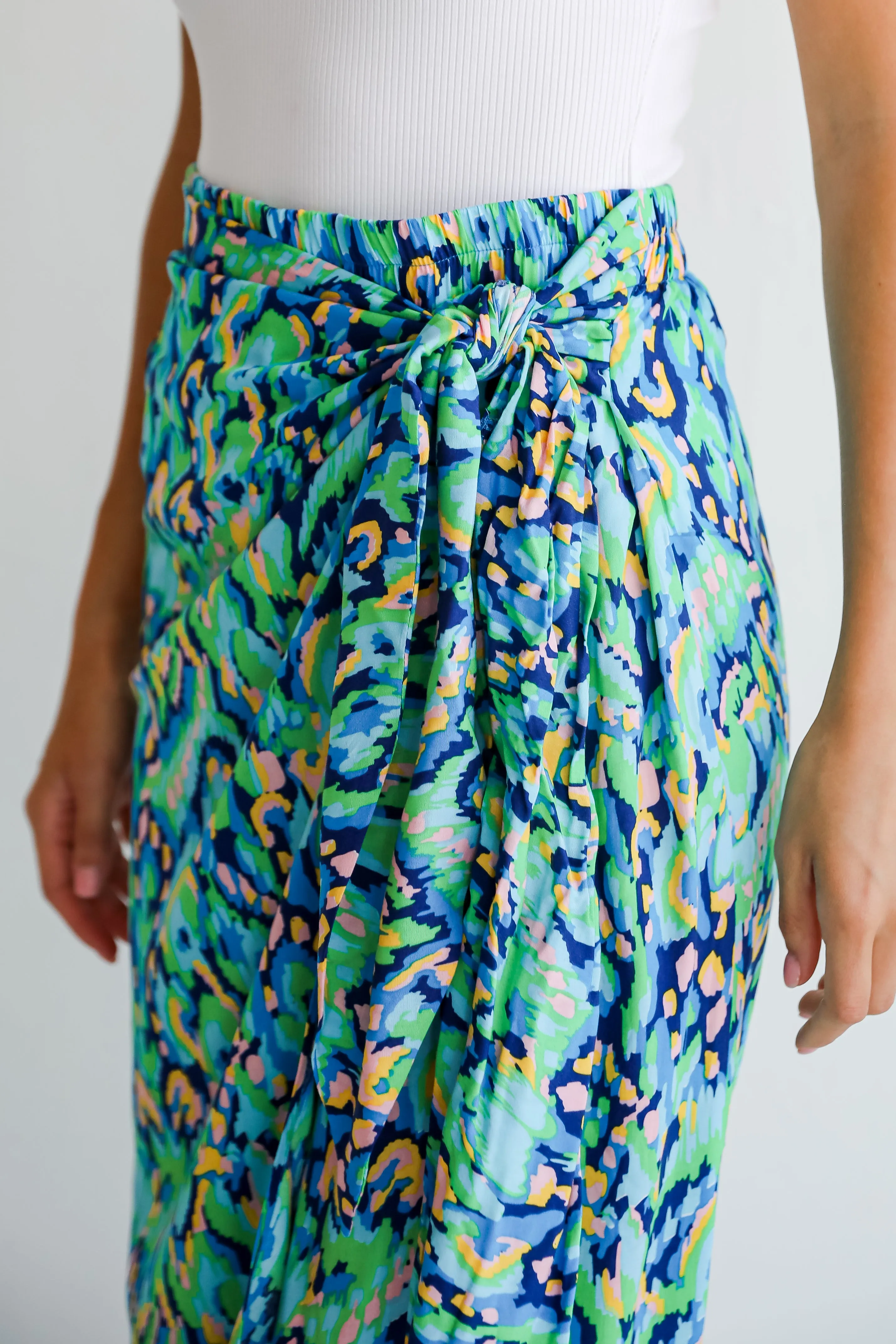 FINAL SALE - Magnificent Poise Blue Wrap Midi Skirt