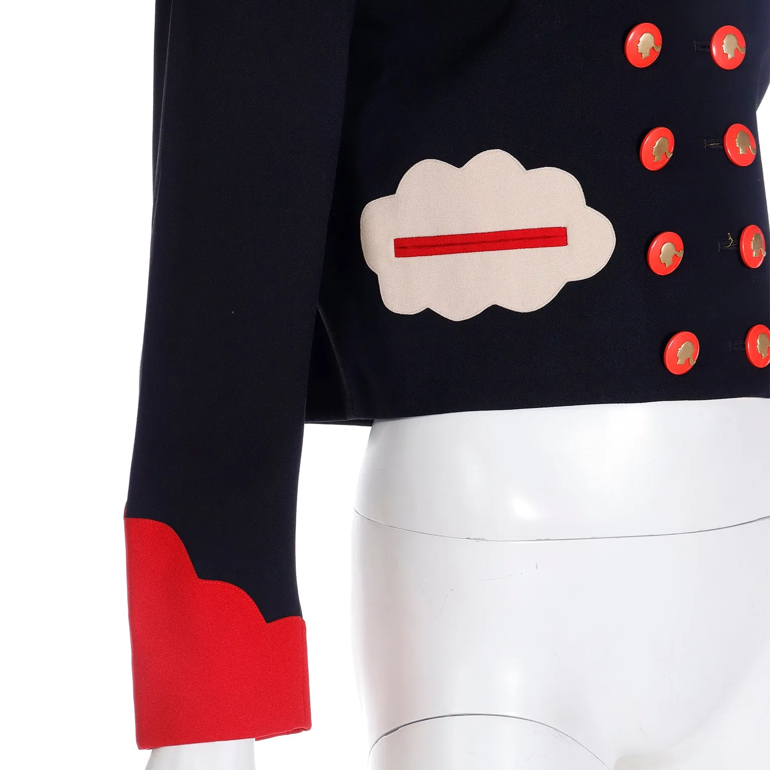 Franco Moschino Vintage Cartoon Inspired Jacket w Olive Oyl Buttons