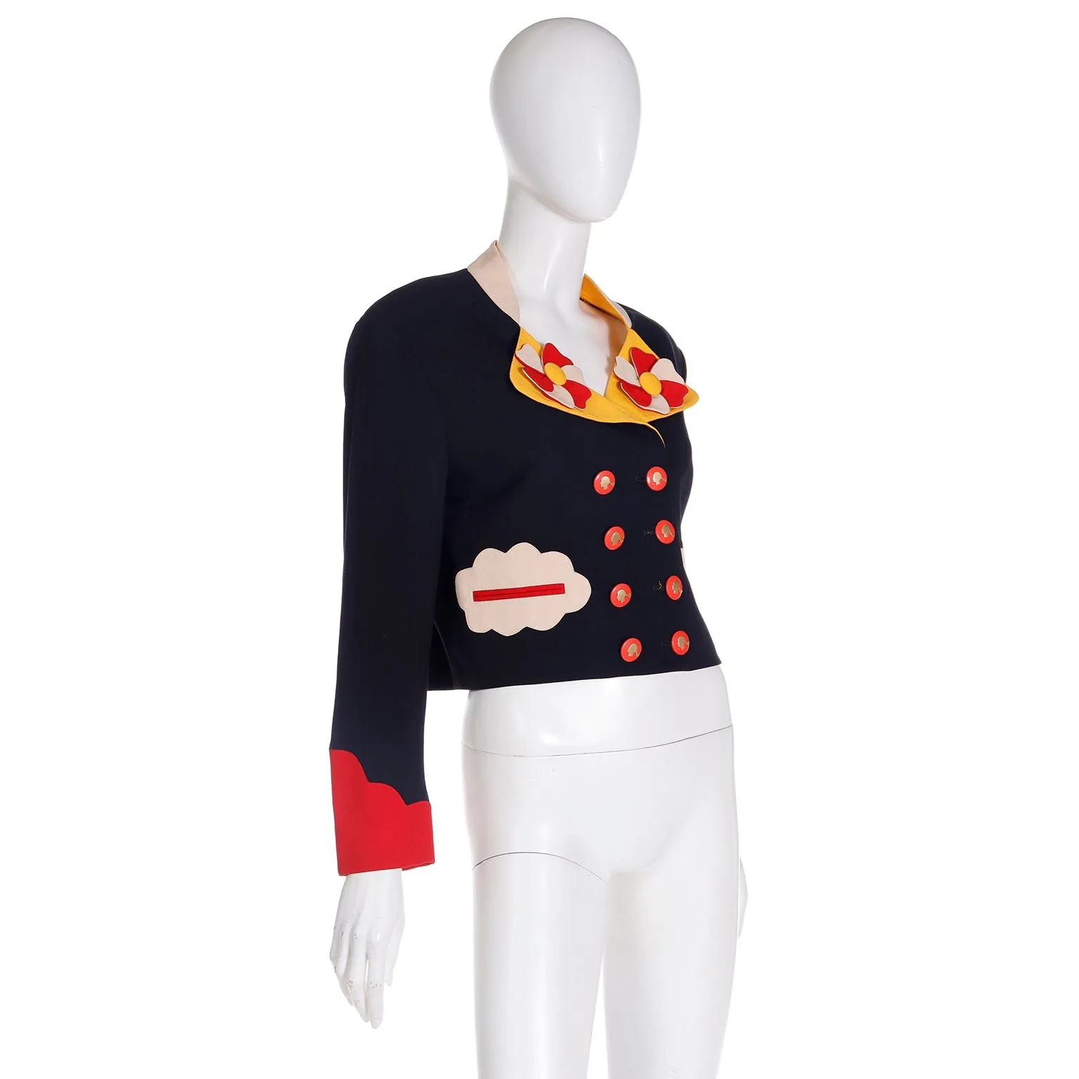 Franco Moschino Vintage Cartoon Inspired Jacket w Olive Oyl Buttons