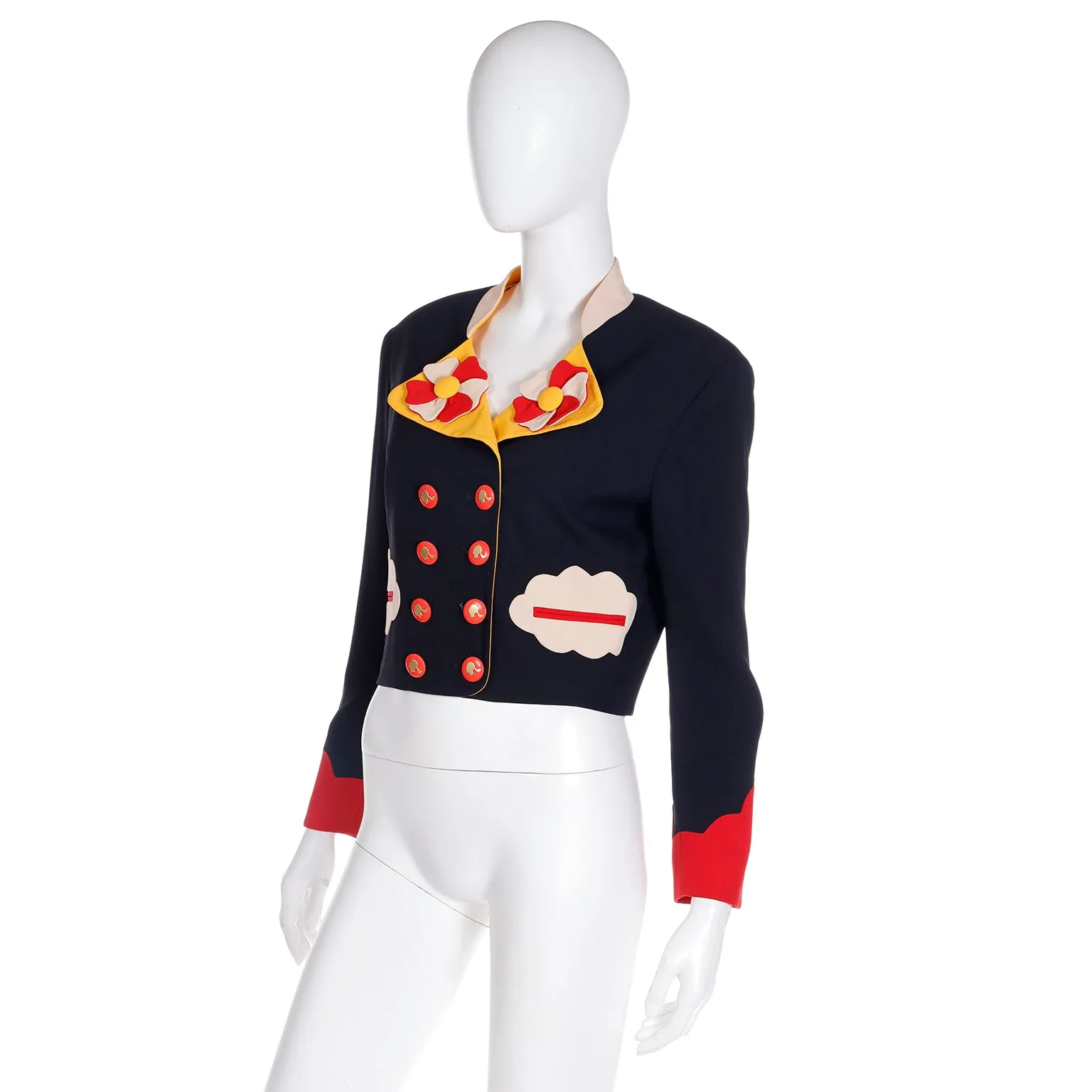 Franco Moschino Vintage Cartoon Inspired Jacket w Olive Oyl Buttons