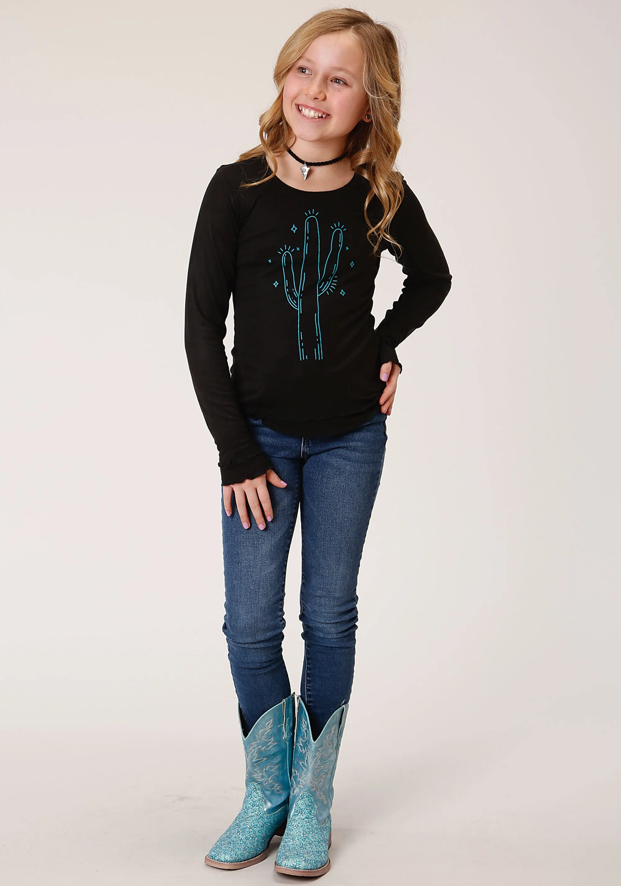 GIRLS LONG SLEEVE KNIT POLY RAYON JERSEY LONG SLEEVE  T T-SHIRT