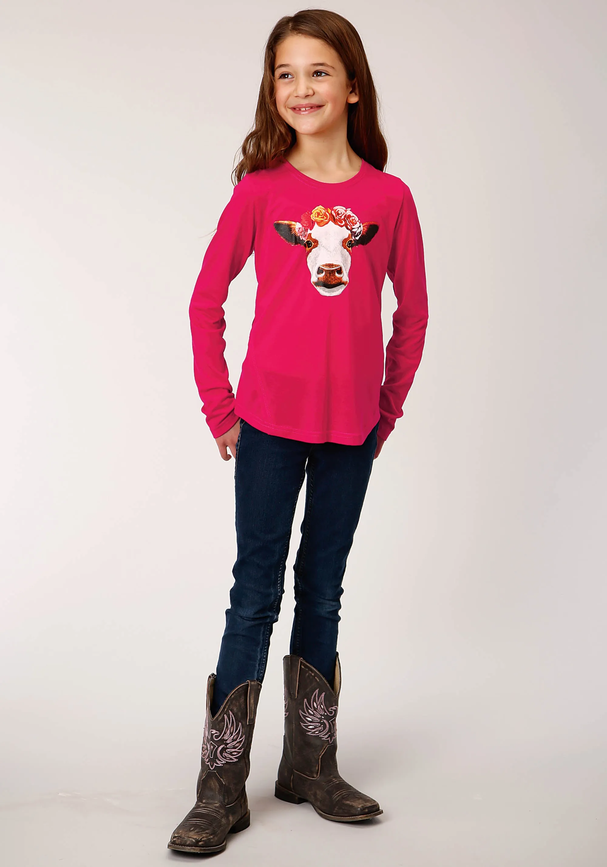 GIRLS LONG SLEEVE KNIT POLY RAYON JERSEY LONG SLEEVE  T T-SHIRT