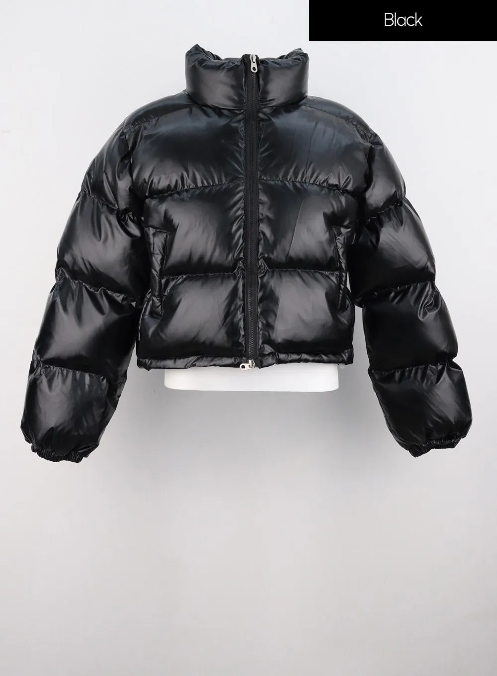 Glossy Cropped Puffer Jacket IS307