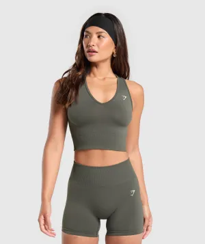 Gymshark Everyday Seamless Crop Tank - Strength Green